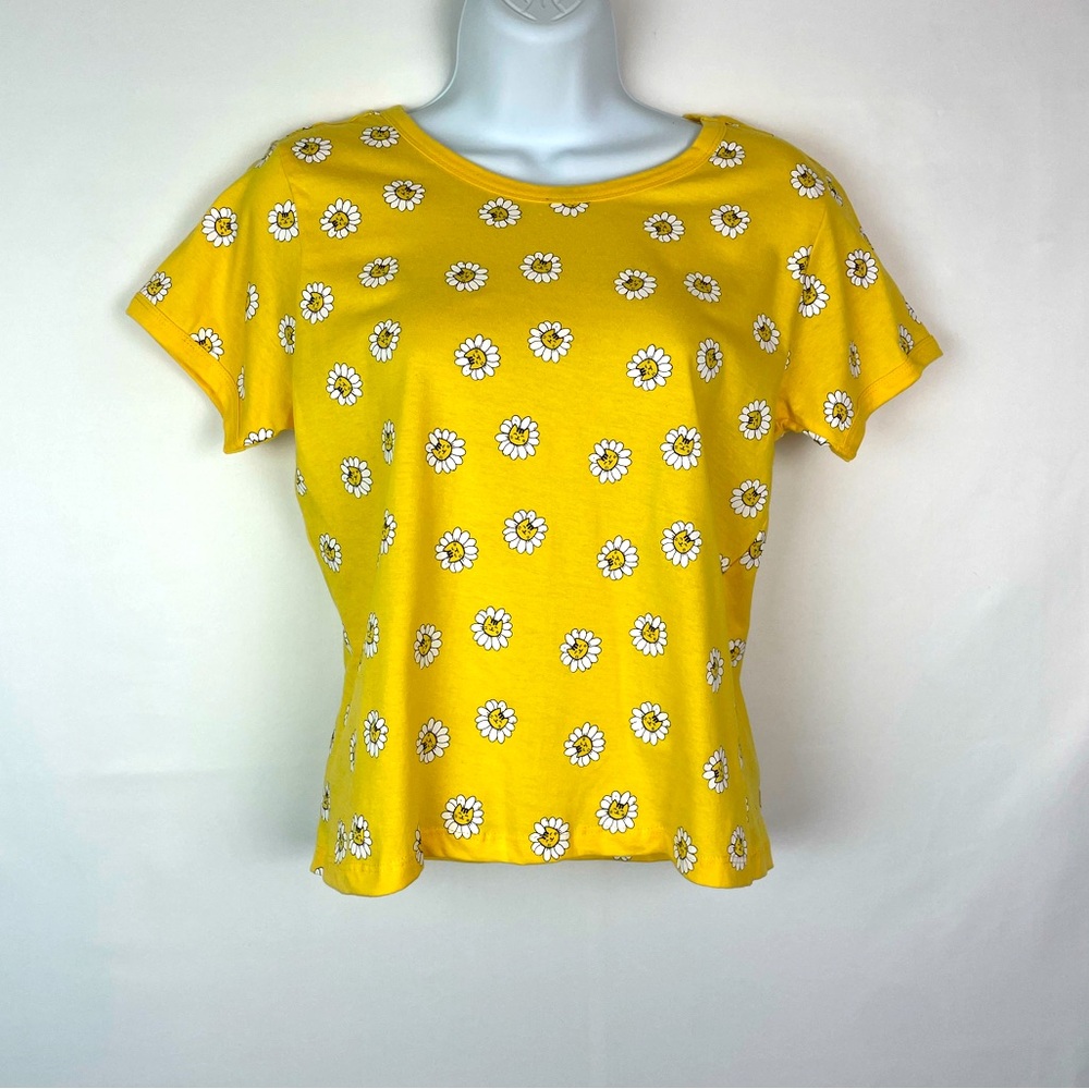 Yellow Daisy Print Women's Top XS
